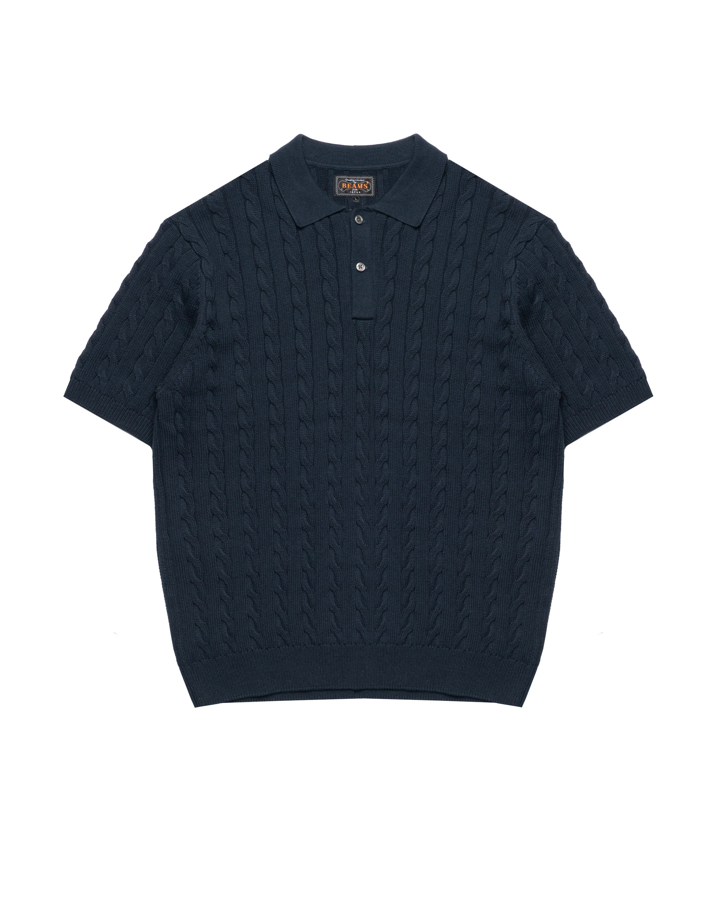 Beams+ Knit Polo Cable