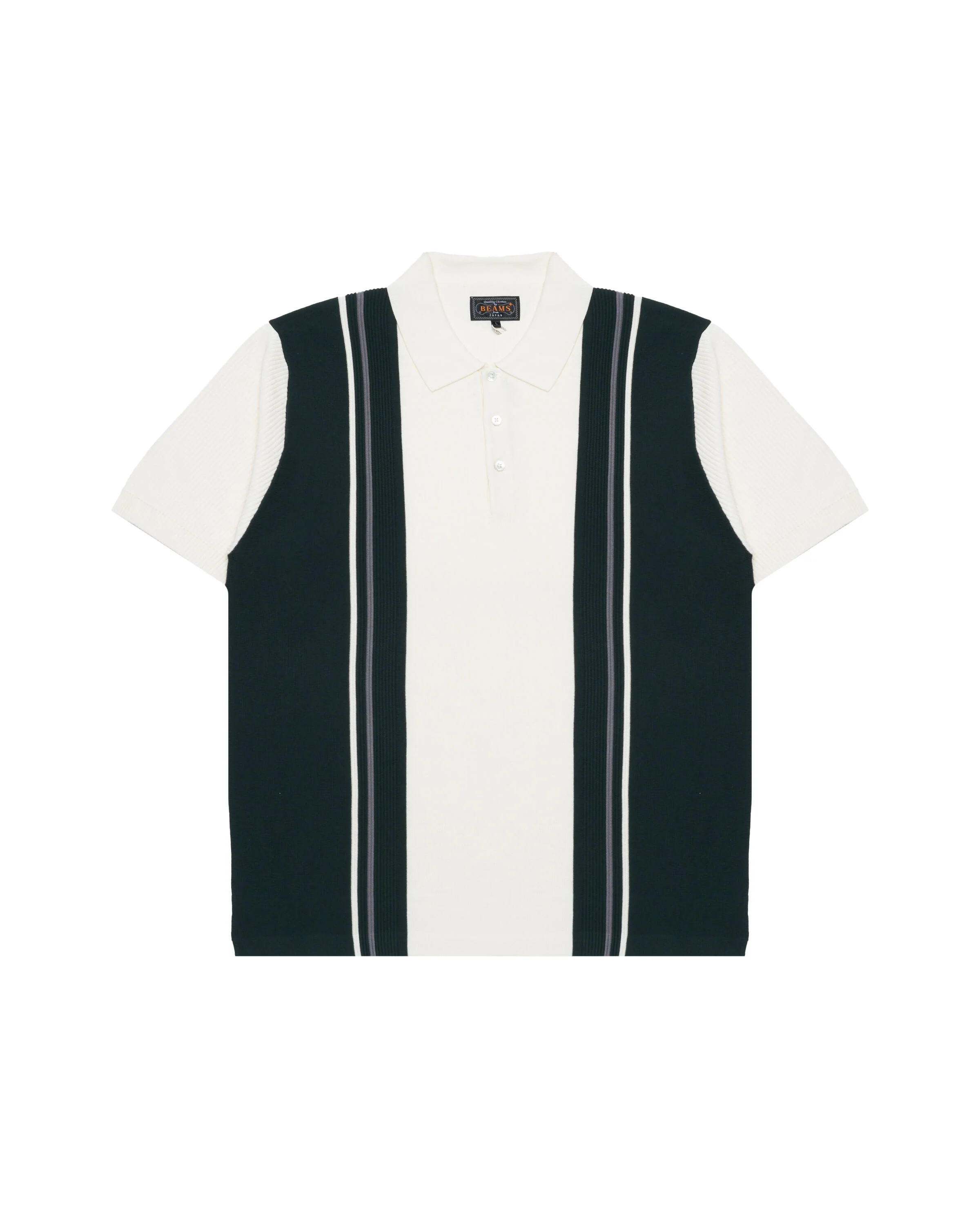 Beams+ Knit Polo Stripe