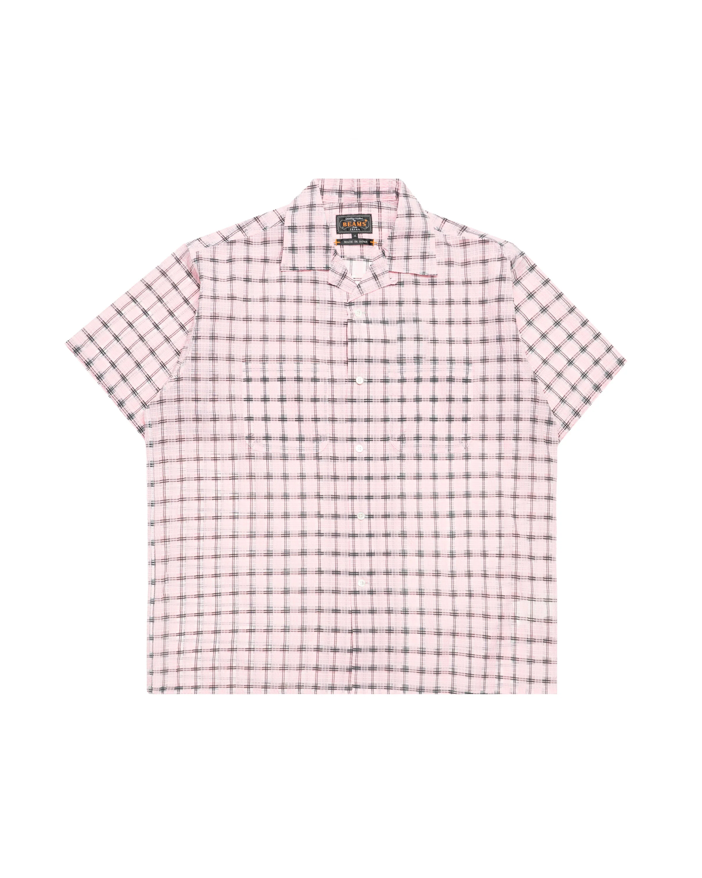Beams+ Open Collar Nylon Airy Plaid
