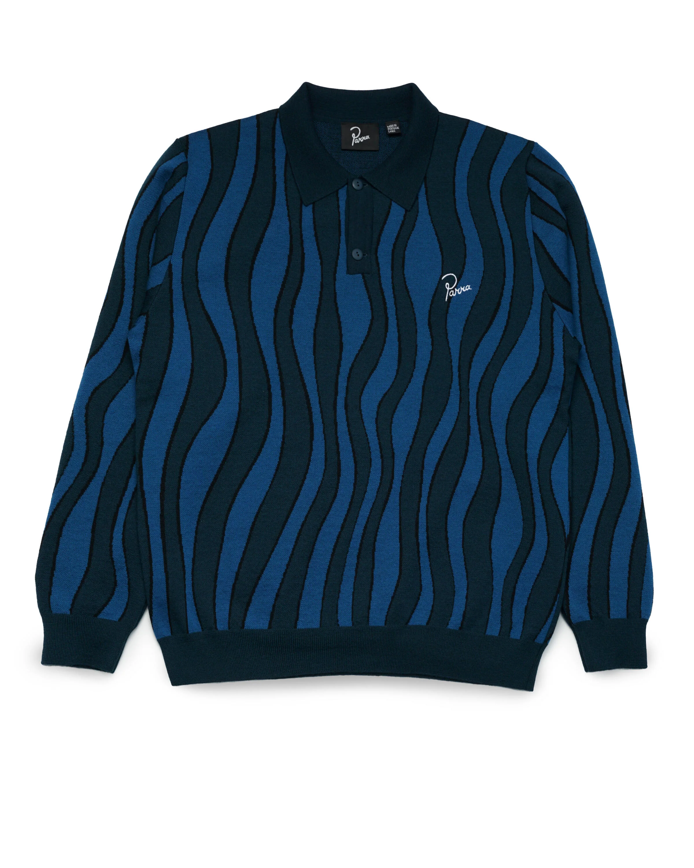 by Parra aqua weed waves knitted polo shirt